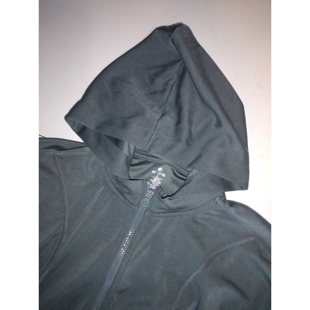 Apana Full Zip Hoodie Jacket Thumb Holes Athleisure Gray Size L - Picture 2 of 6